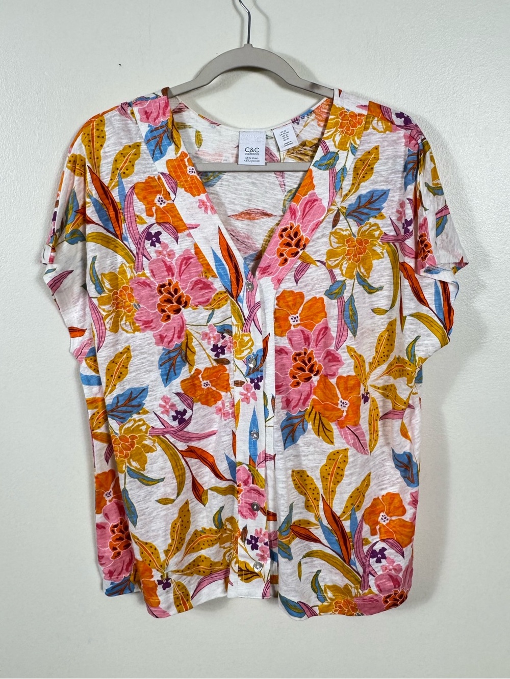C & C California Floral Top XL Coastal Euro Summer Beachy
